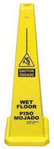 Bilingual Yellow Wet Floor Cone