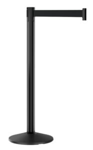 PHD101BA-BK black retractable belt stanchion for municipal buildings and event centers